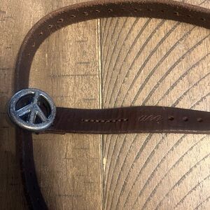 AEO Peace brown leather slim belt one-size